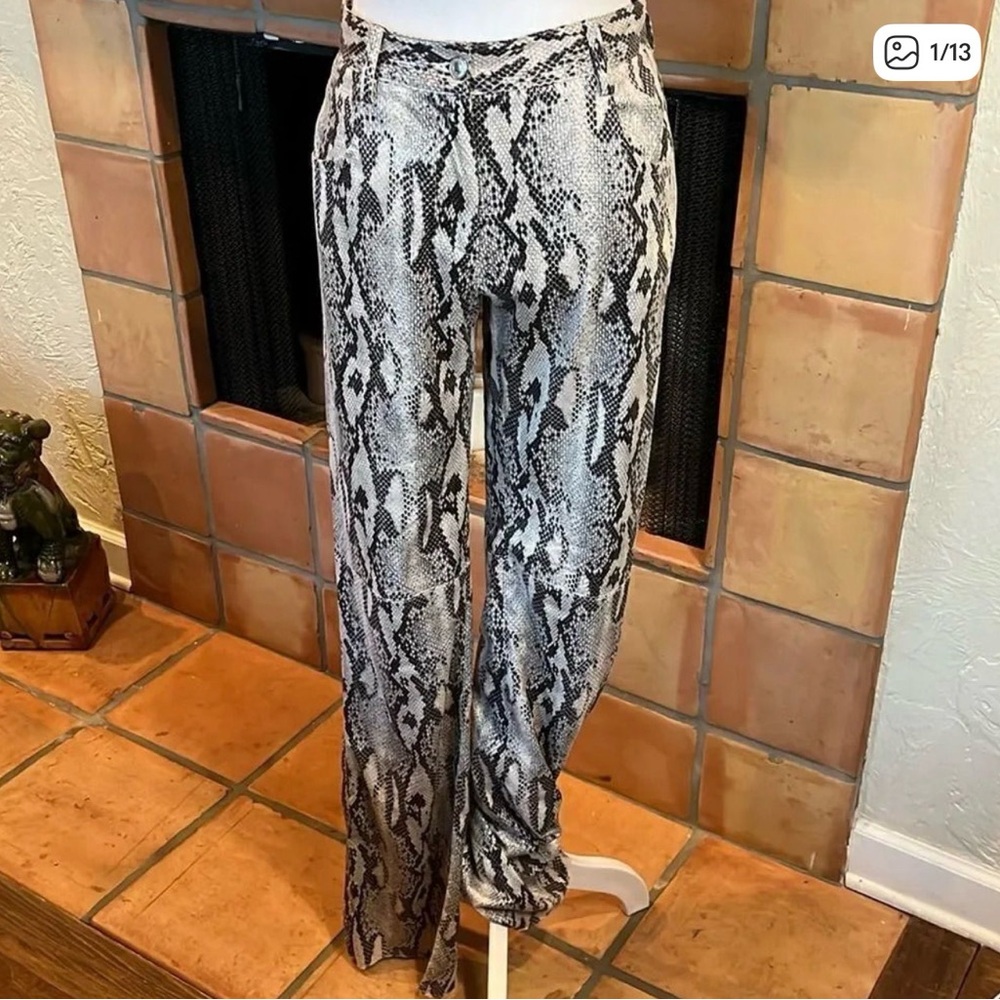 MSGM Black and White Snakeskin Print Garment